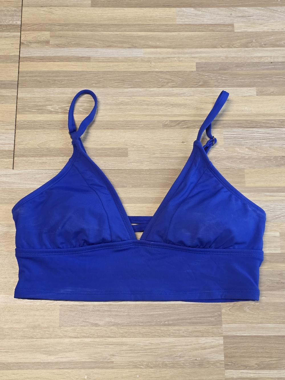 🔺️ANA Blue Deep Vneck Strappy Bikini Top Small